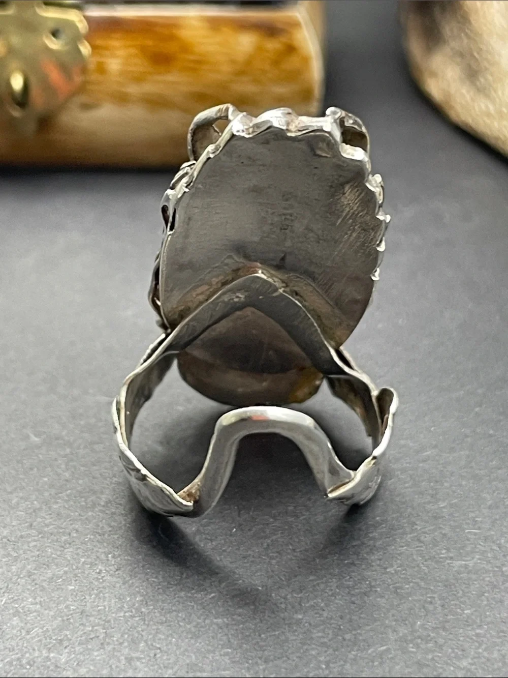 Dragon sterling, coral and lapis lazuli ring